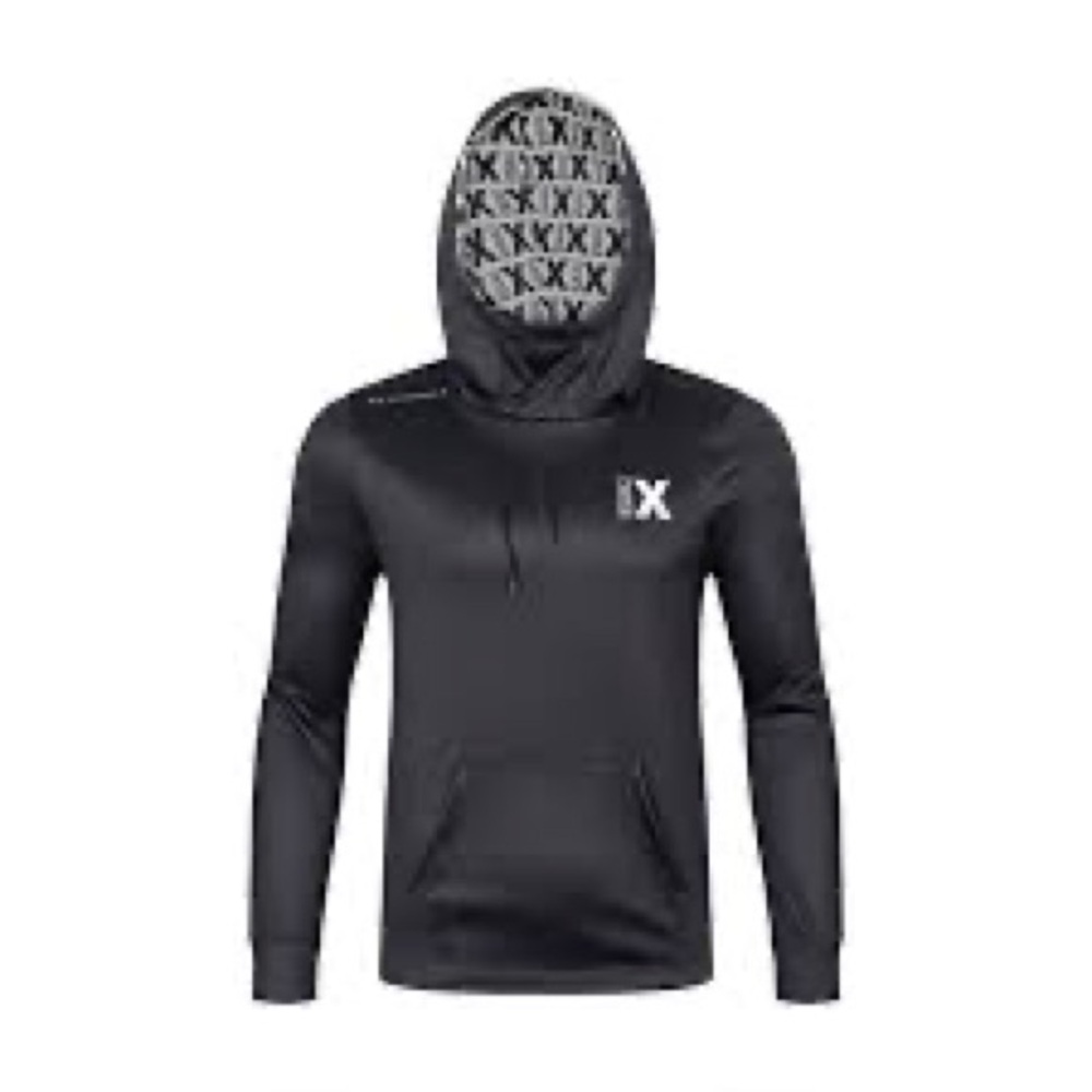 Boathouse Sports Unisex Black Drawsting Hoodie with Equal X Patterned Hood